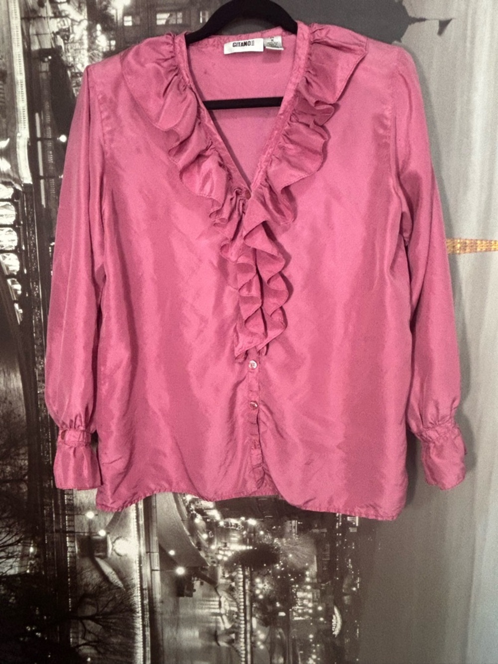 Gitano Pink Ruffle V-Neck Blouse